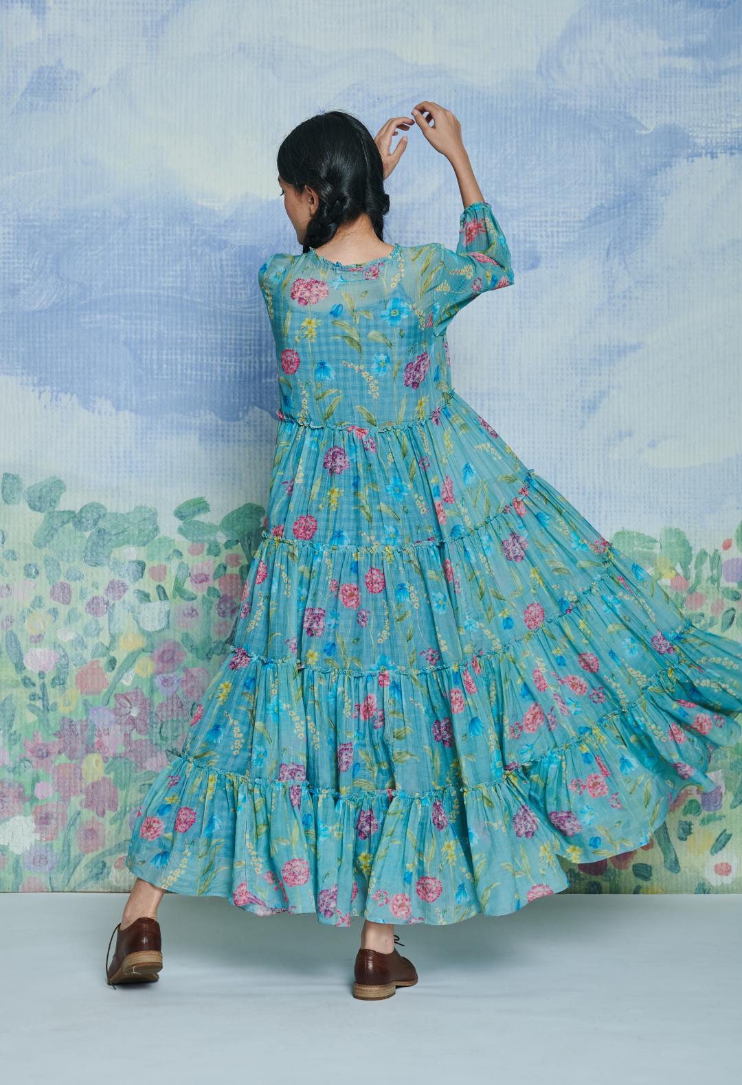 Blue Poppy Maxi Dress