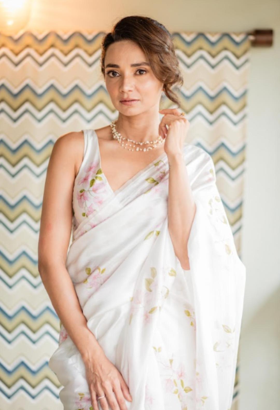 Ira in Mulberry Organza Silk Sari