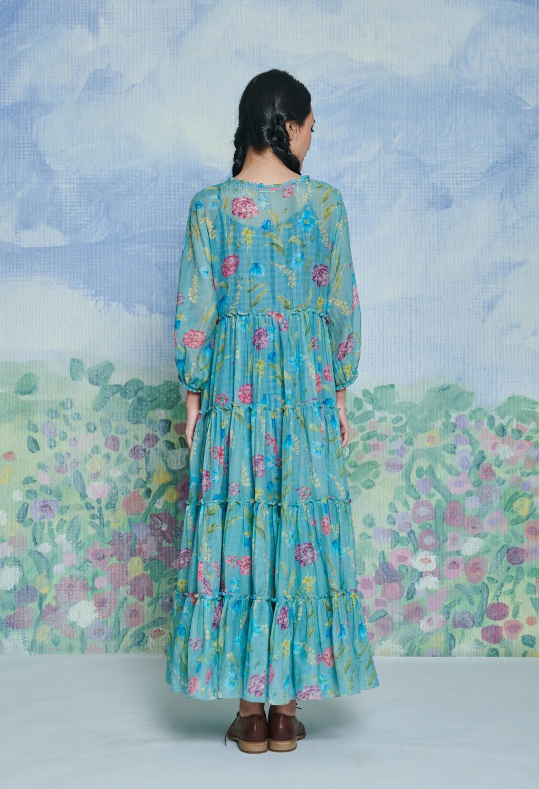 Blue Poppy Maxi Dress