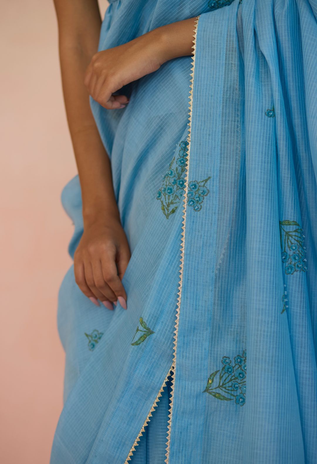 Neela Silk and Cotton Chanderi Sari