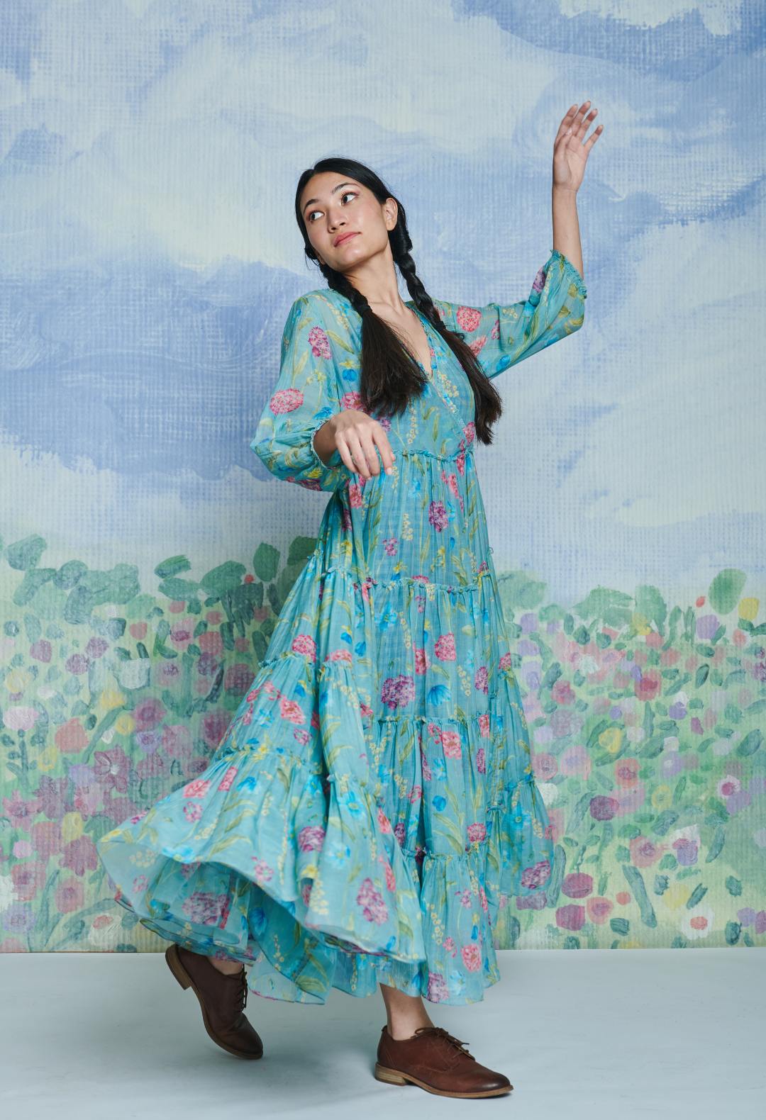 Blue Poppy Maxi Dress