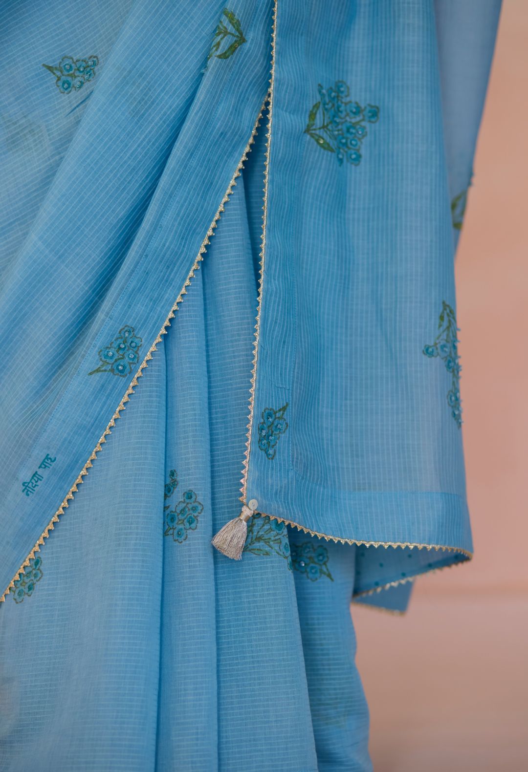 Neela Silk and Cotton Chanderi Sari