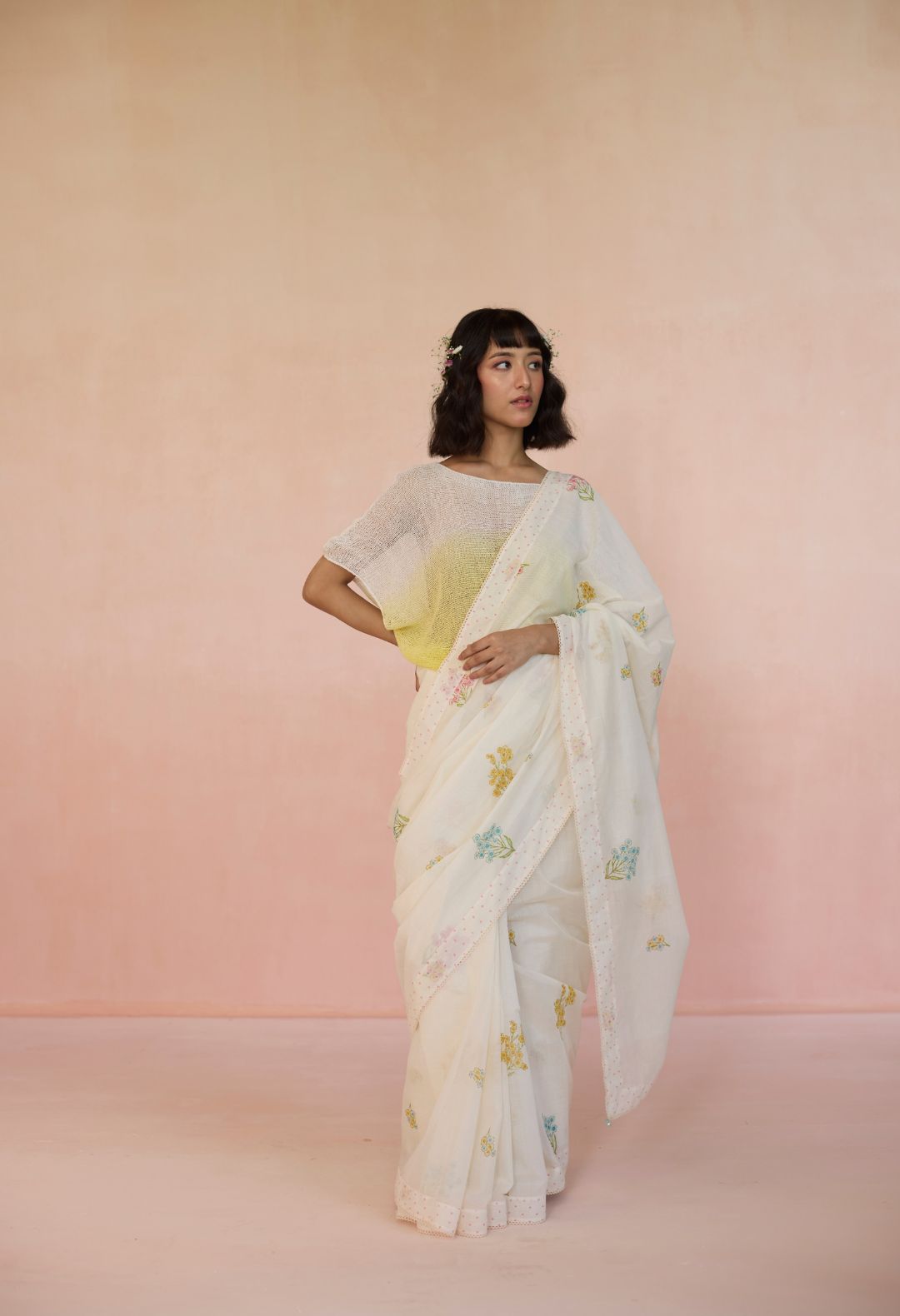 Ditsy Bengaluru Cotton Sari