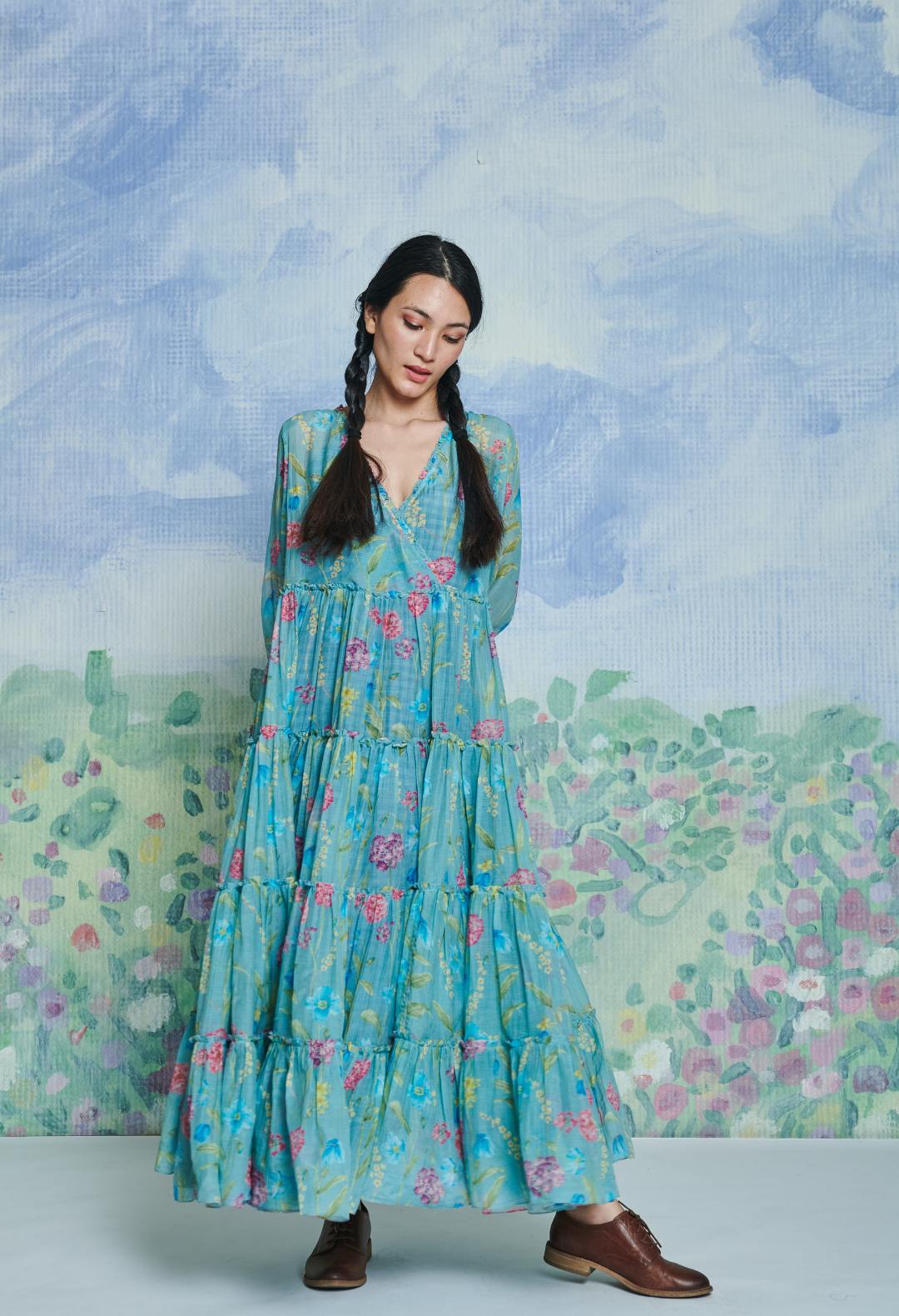 Blue Poppy Maxi Dress