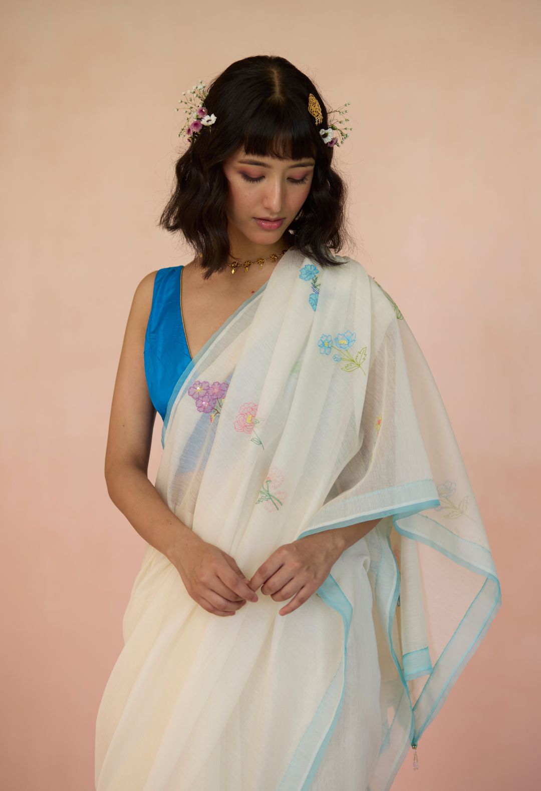 Garden Party Silk and Cotton Chanderi Sari