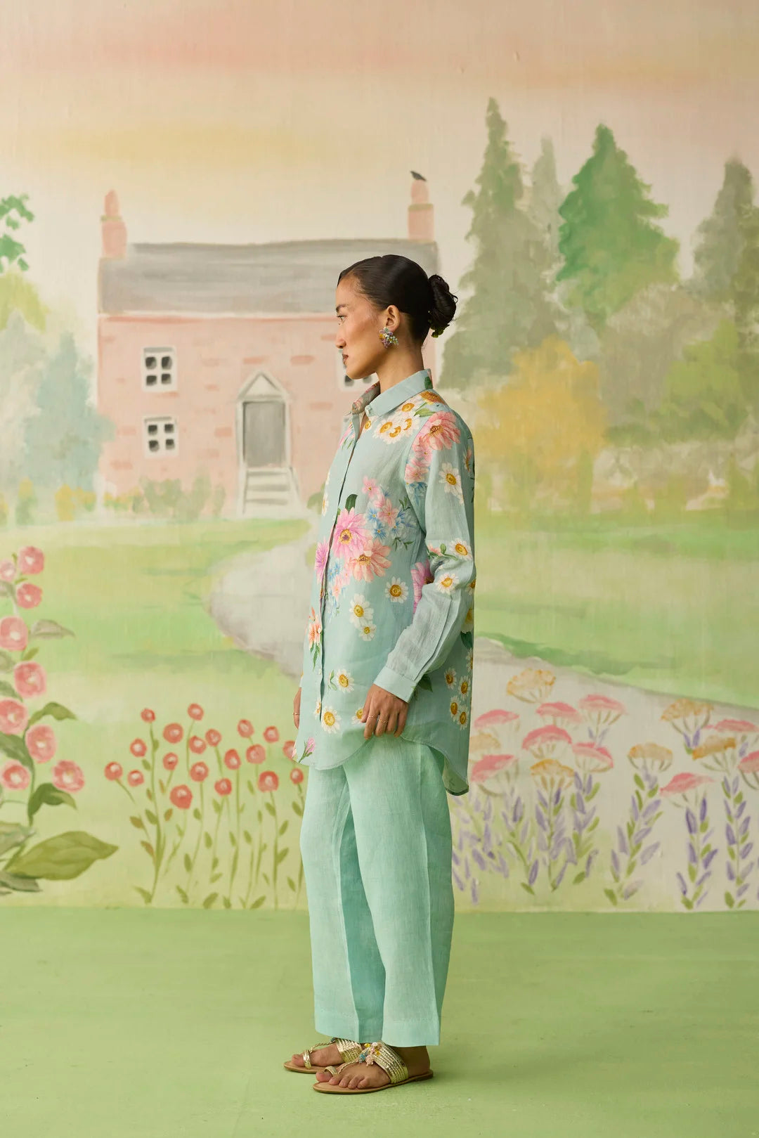 Nice Day Linen Co-ord Set Aqua Blue