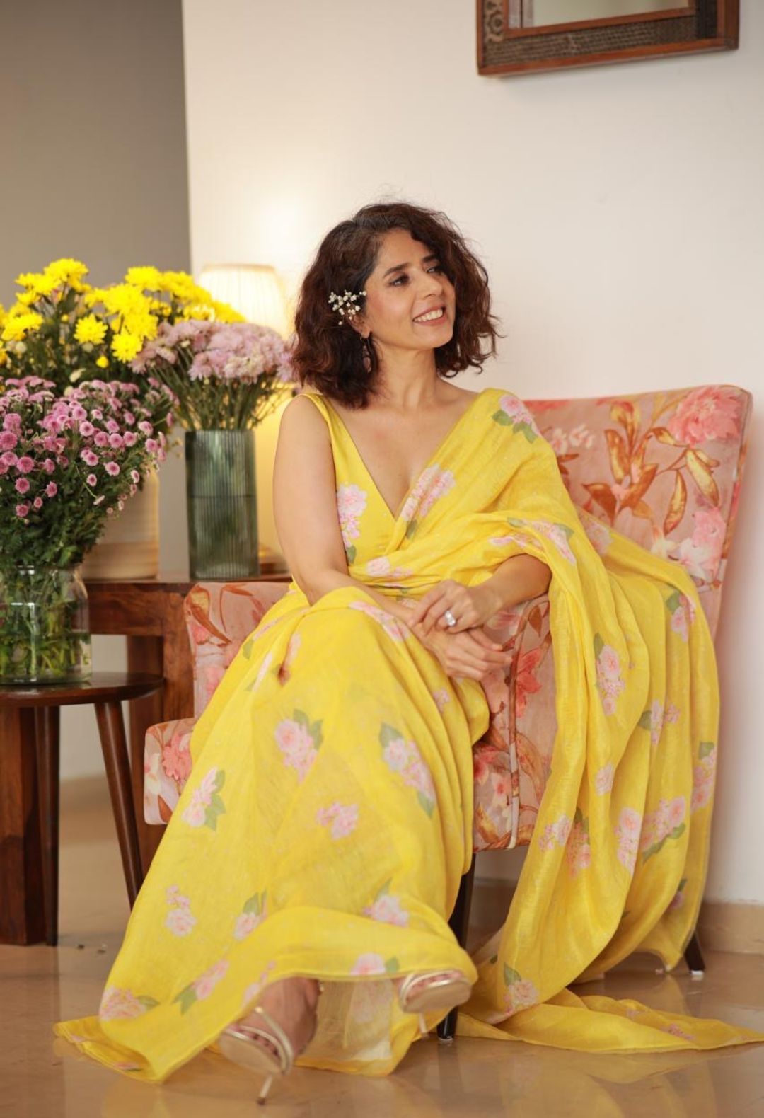 Aiana in Hazari Mogra Silk Linen Sari