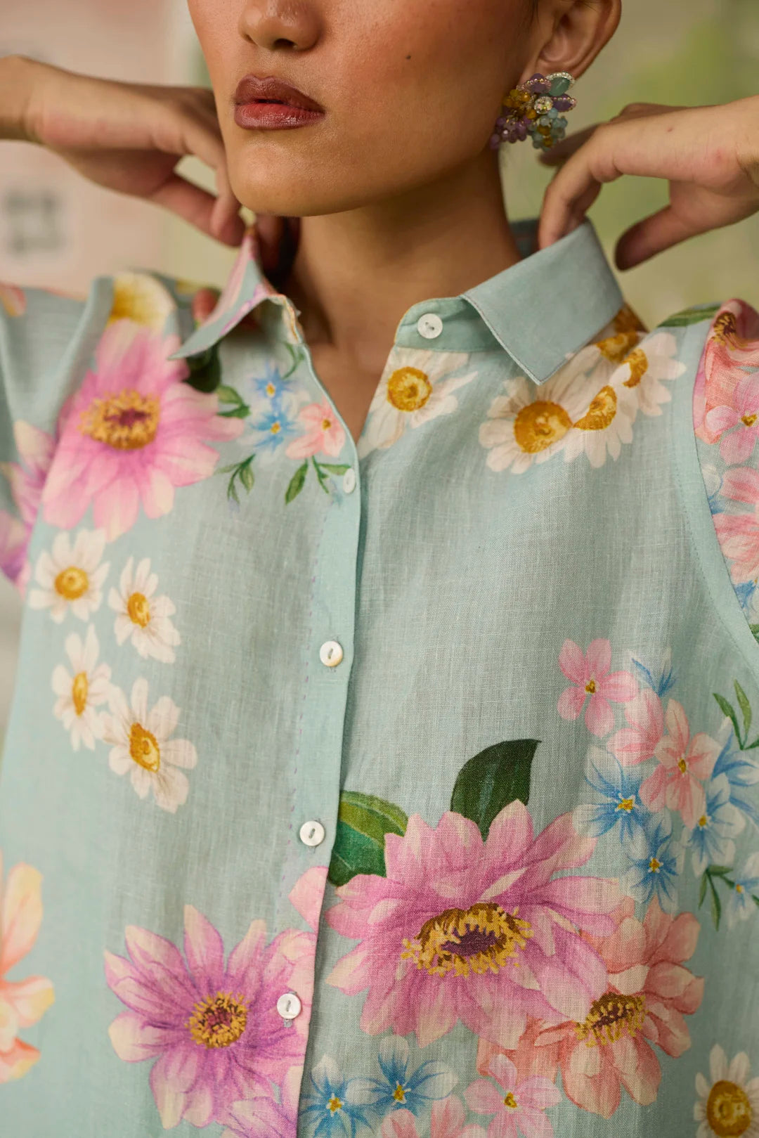 Nice Day Linen Co-ord Set Aqua Blue