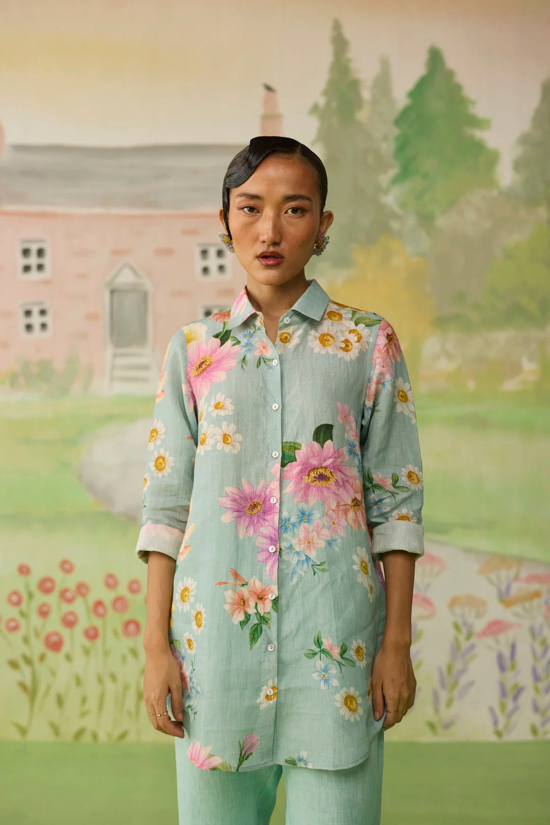 Nice Day Linen Shirt Aqua Blue