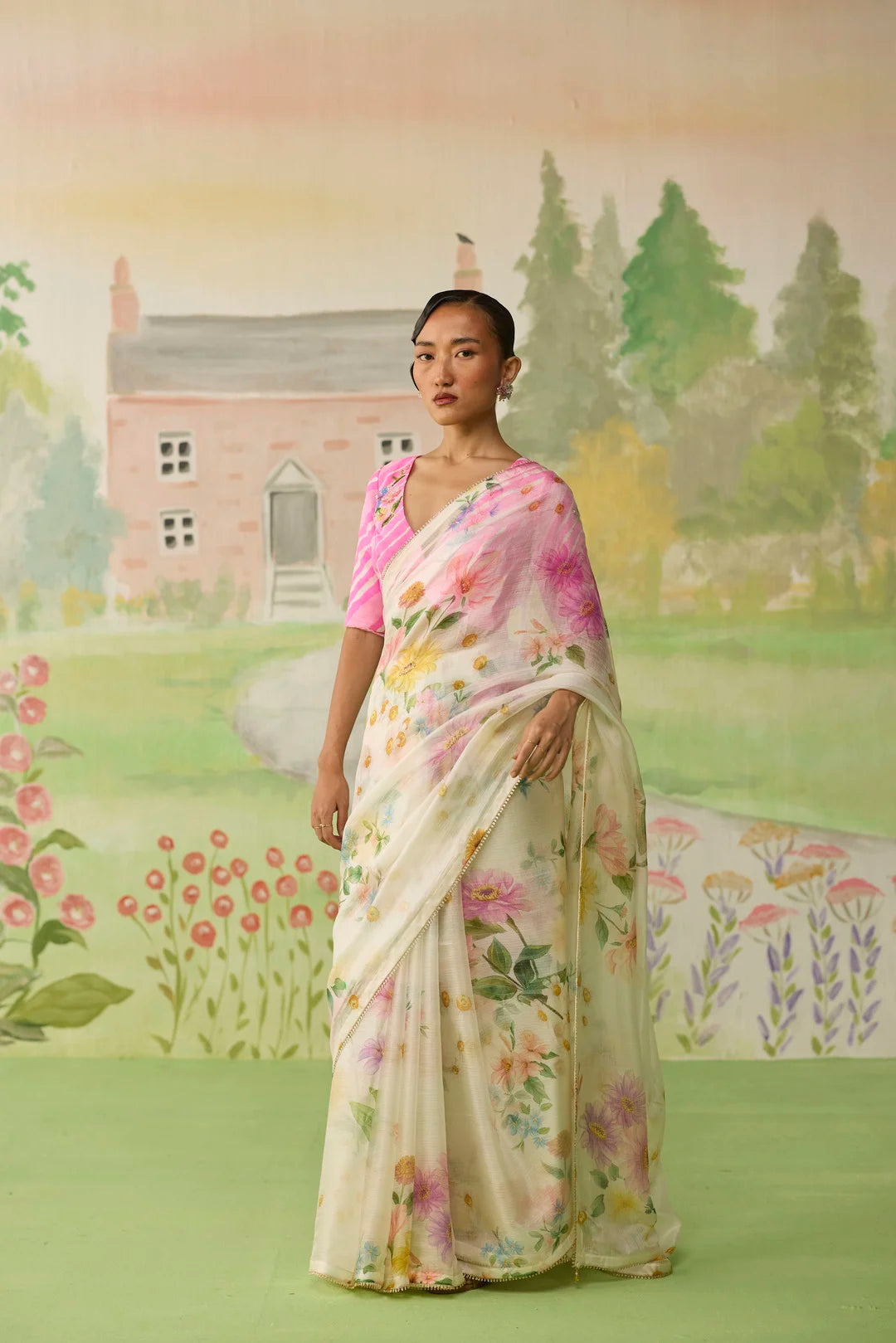 Chamomile Kota Doria Silk Sari