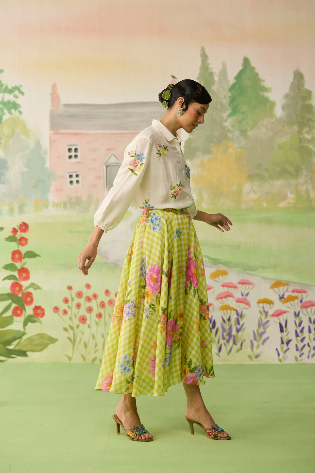 Like a Song Silk Shirt and Skirt Set