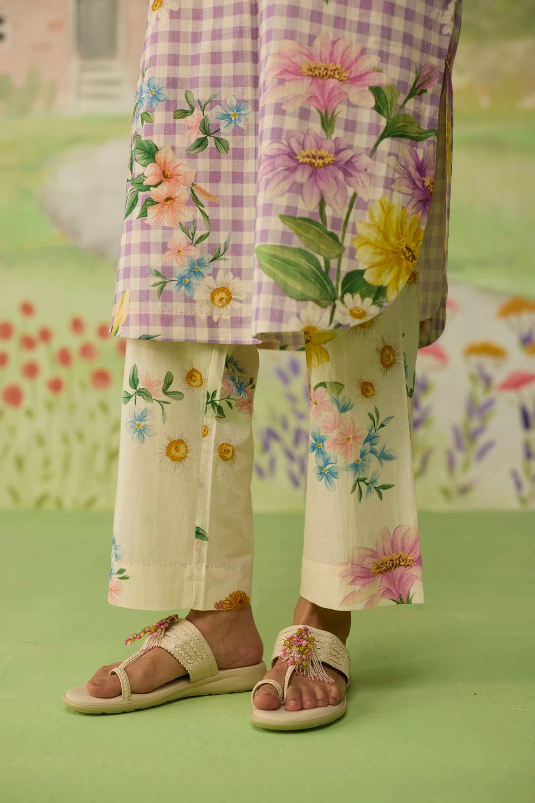 Lilac Peony Mid Kurta Set