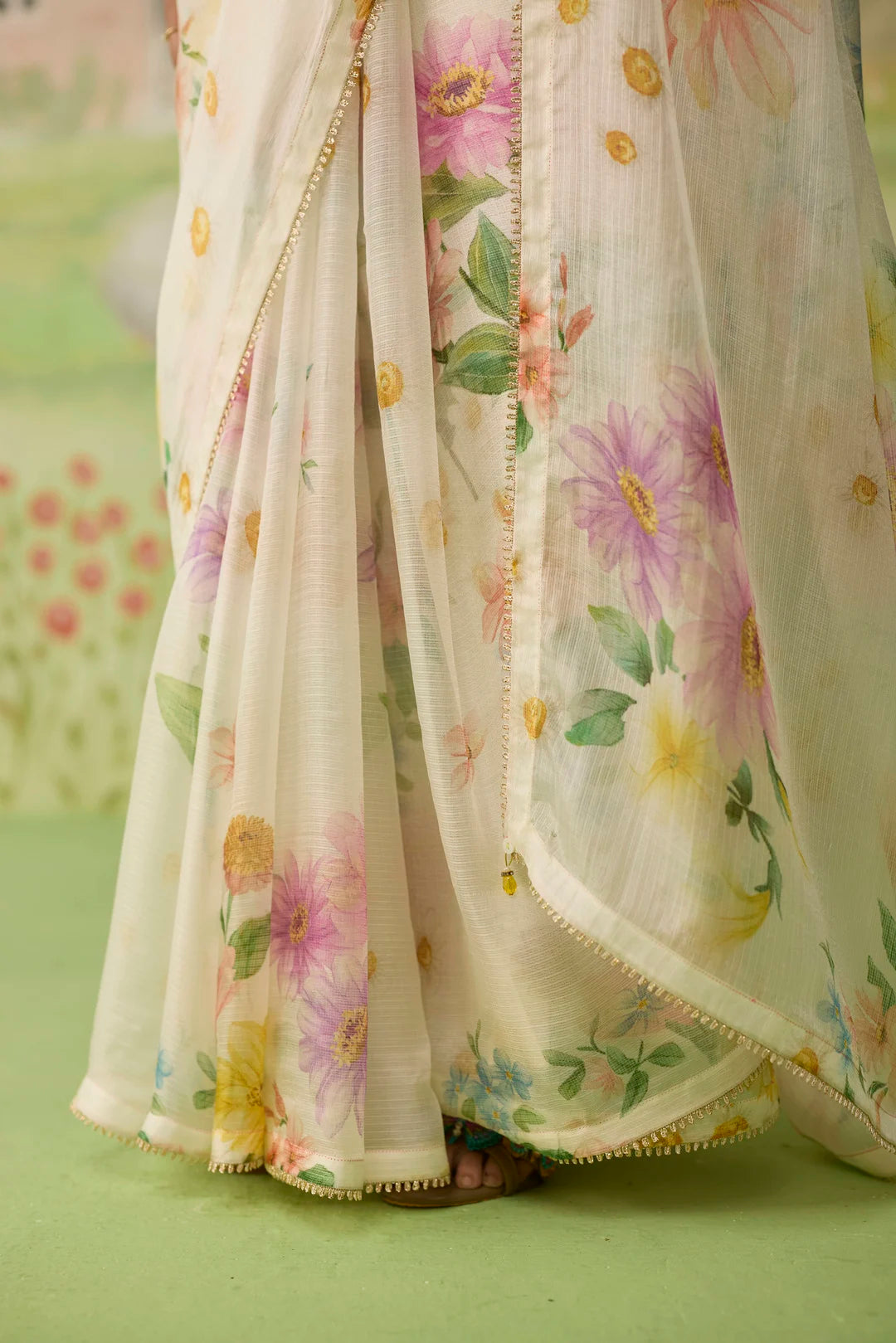 Chamomile Kota Doria Silk Sari