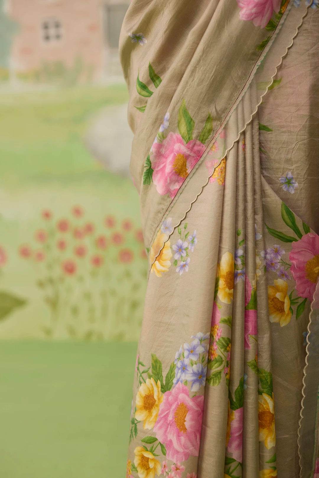 Peony Mulberry Silk Sari