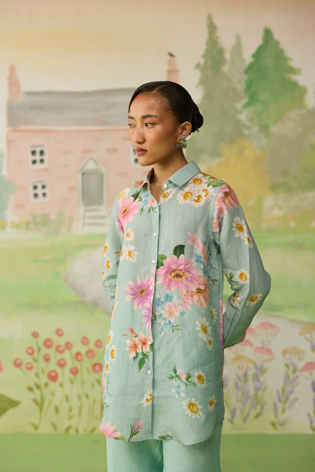 Nice Day Linen Shirt Aqua Blue