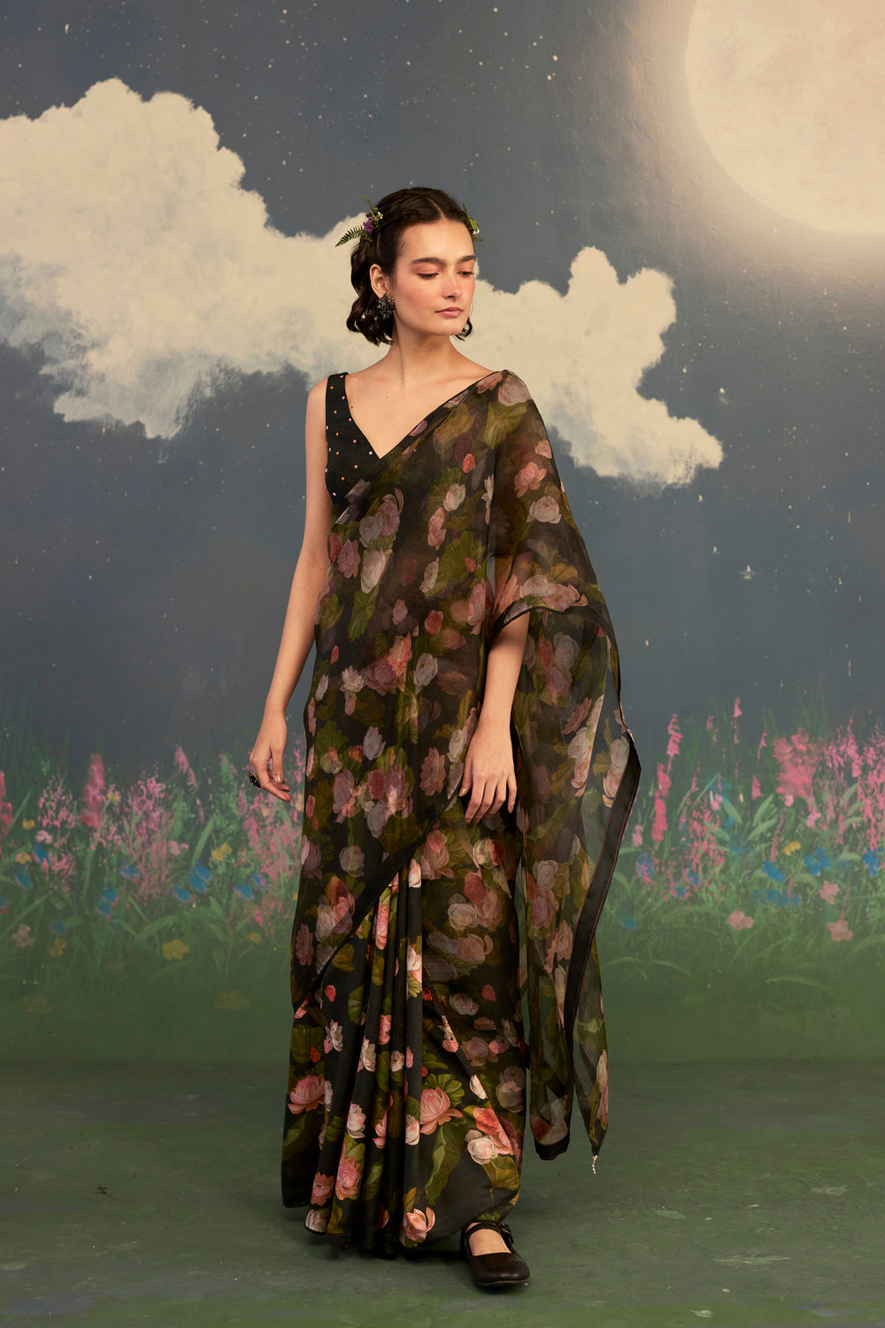 Lotus Mulberry Silk Sari