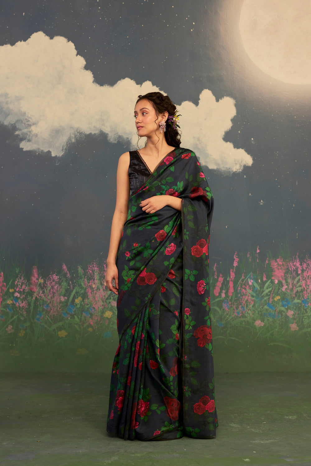 Scarlet Rose Mulberry Silk Sari