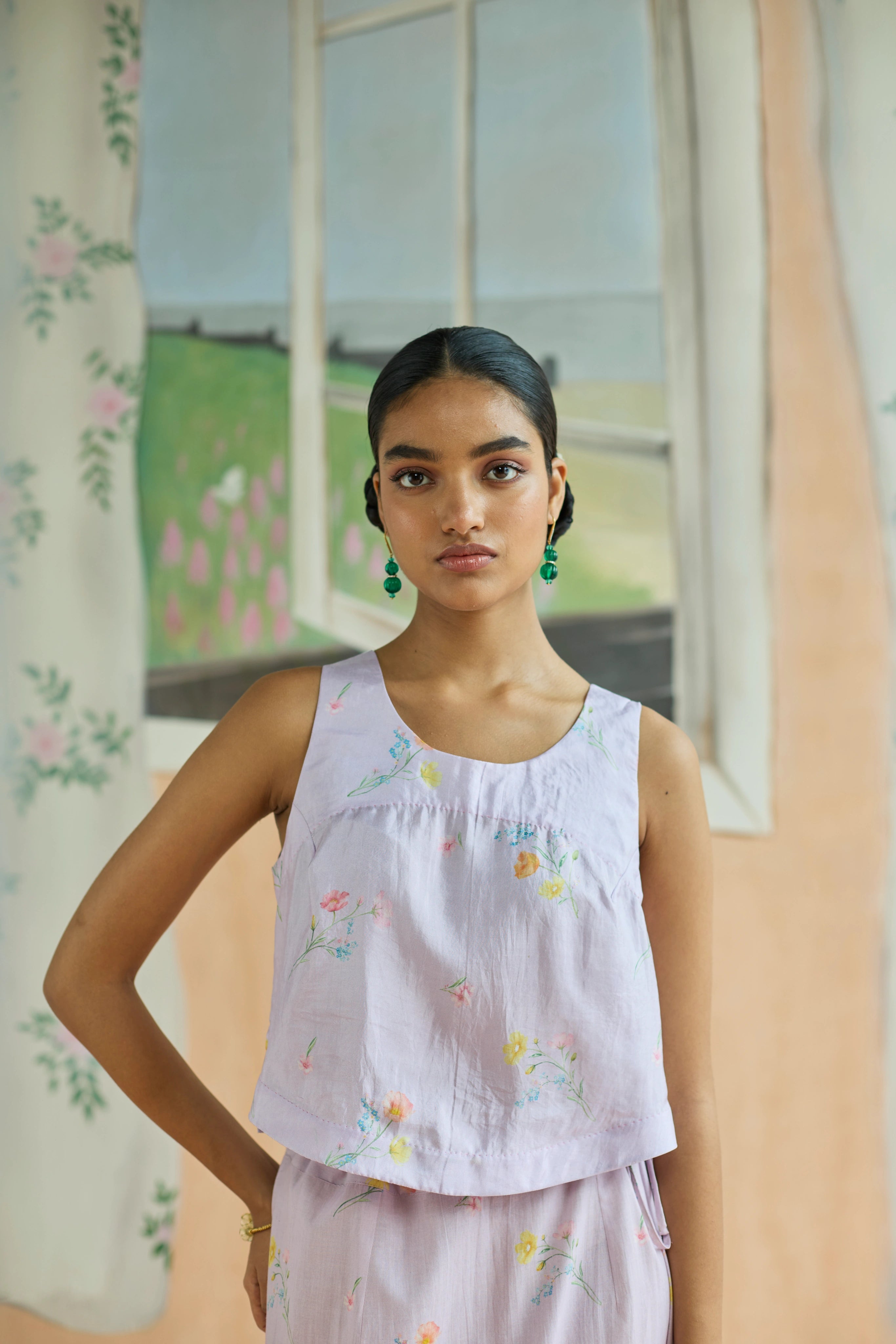 Florist Lilac Top without sleeves