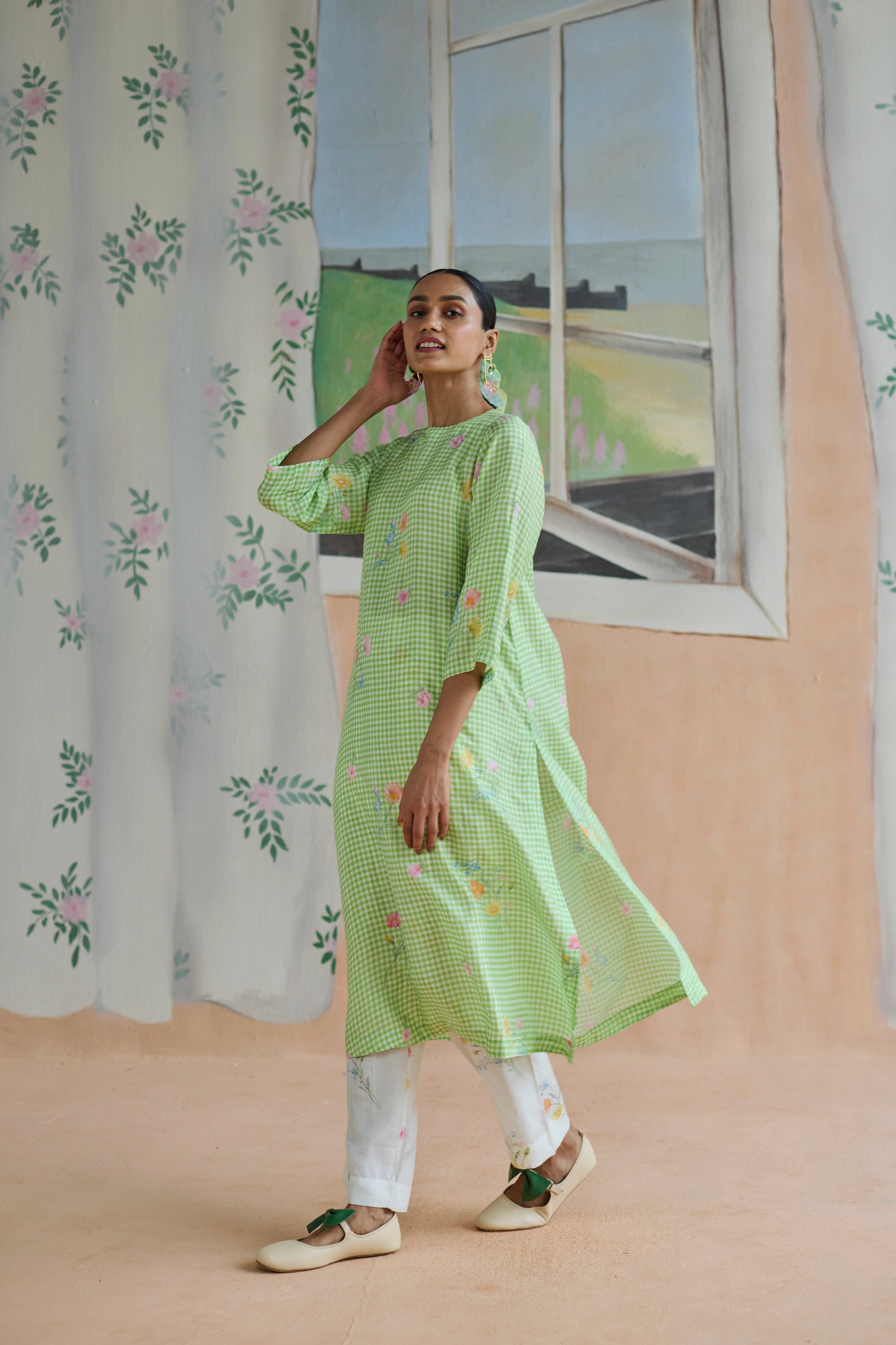 Gentle Pause Long Kurta Set Mulberry Silk