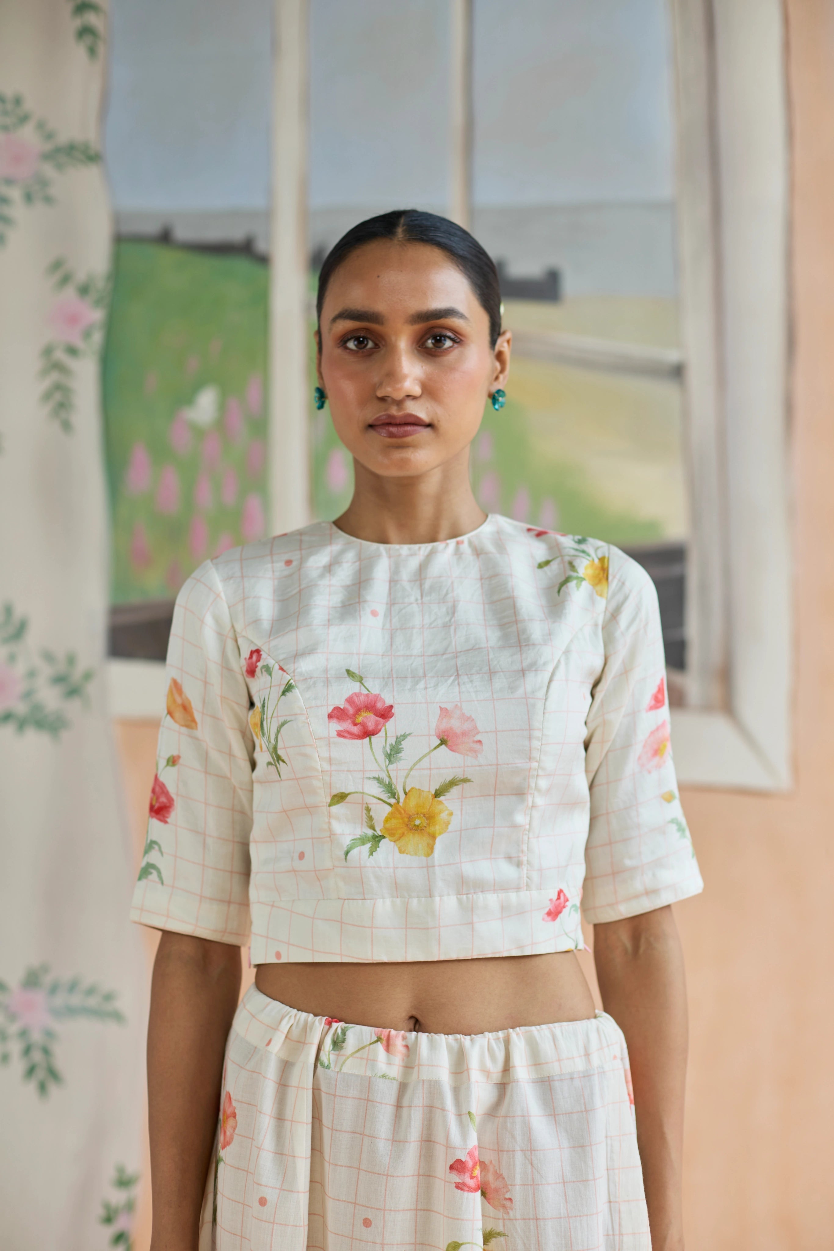 Poppy Round Neck Blouse with sleeves