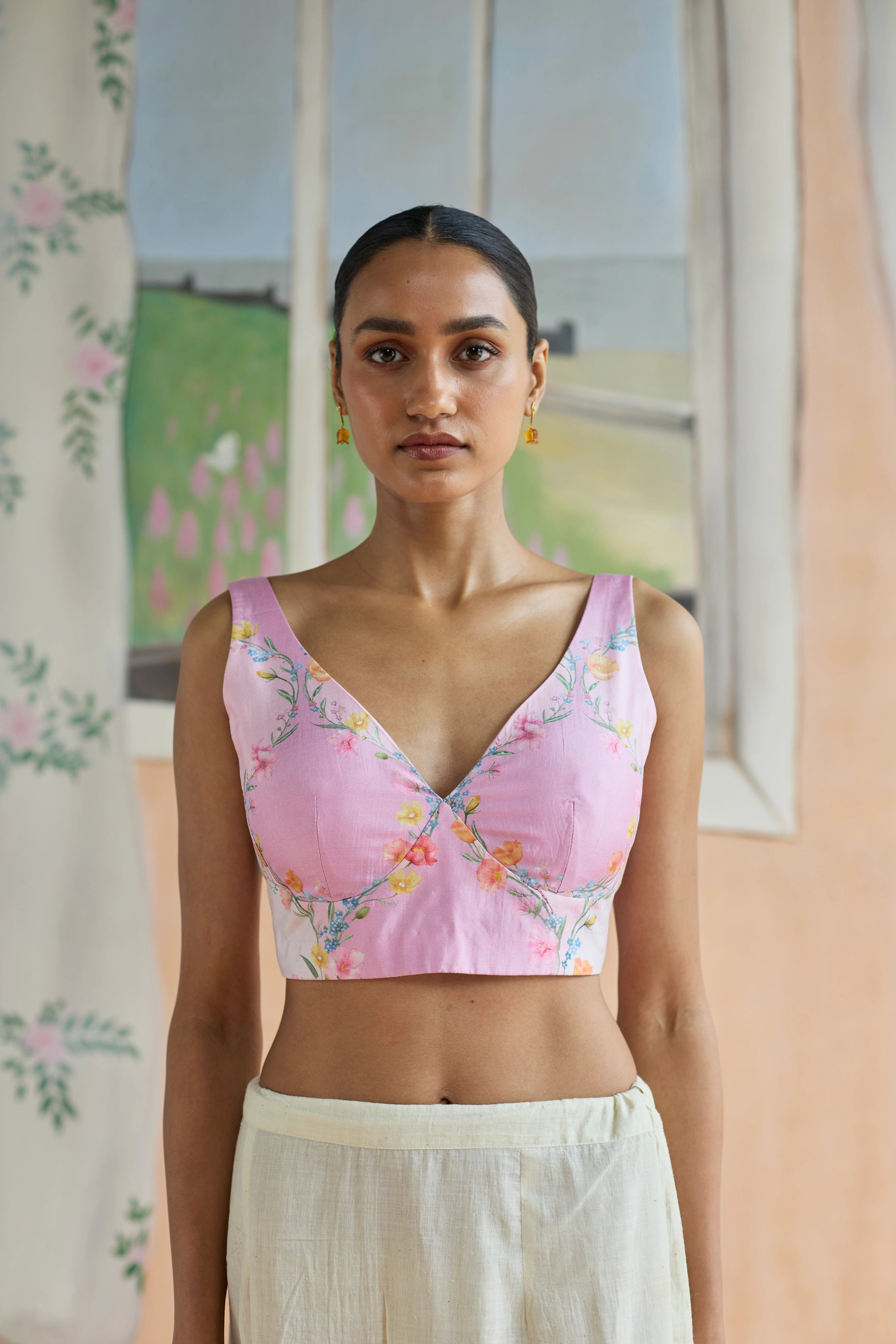 Drift and Dream Deep-V Padded Blouse without sleeves