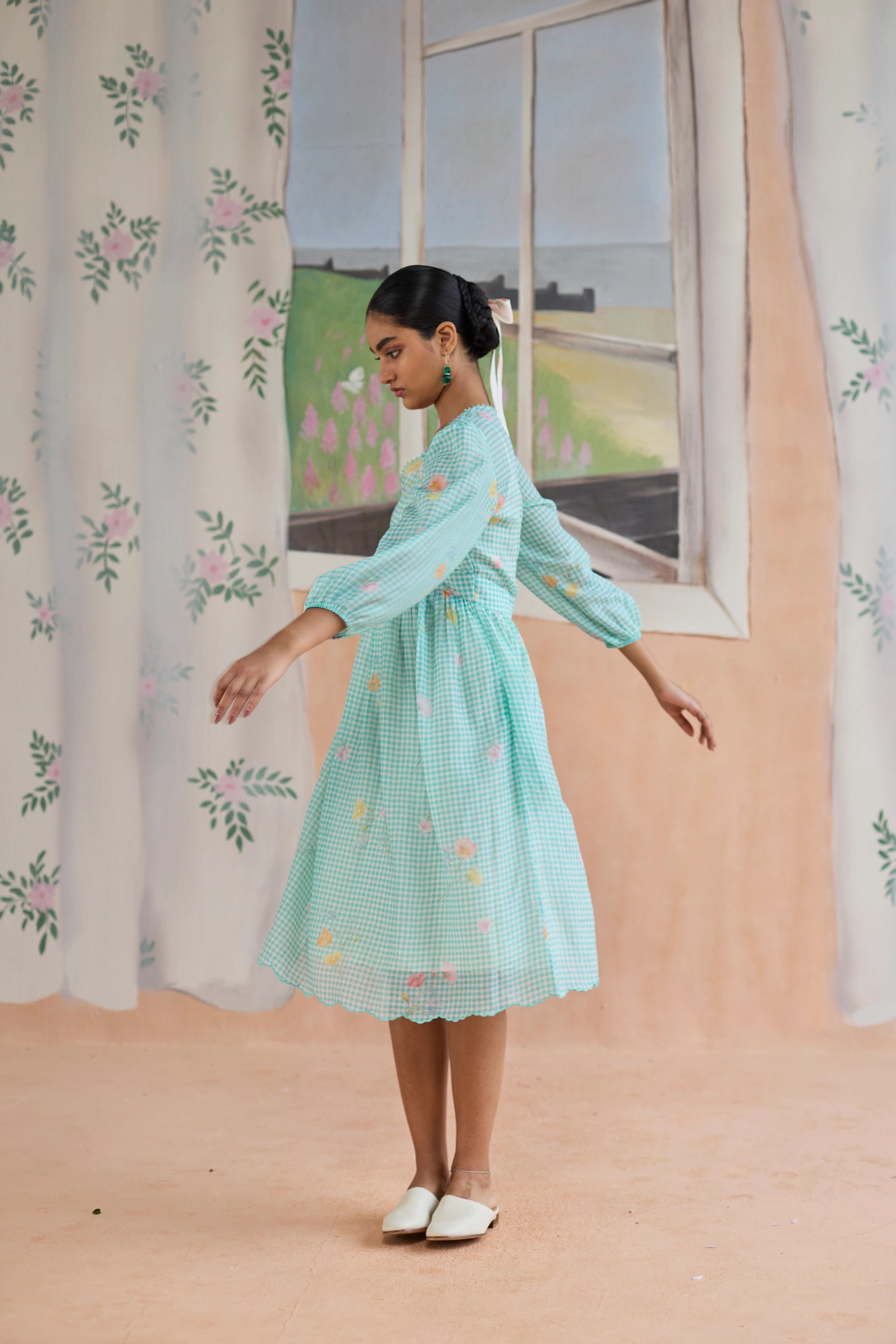 Gentle Pause Midi Dress Chanderi