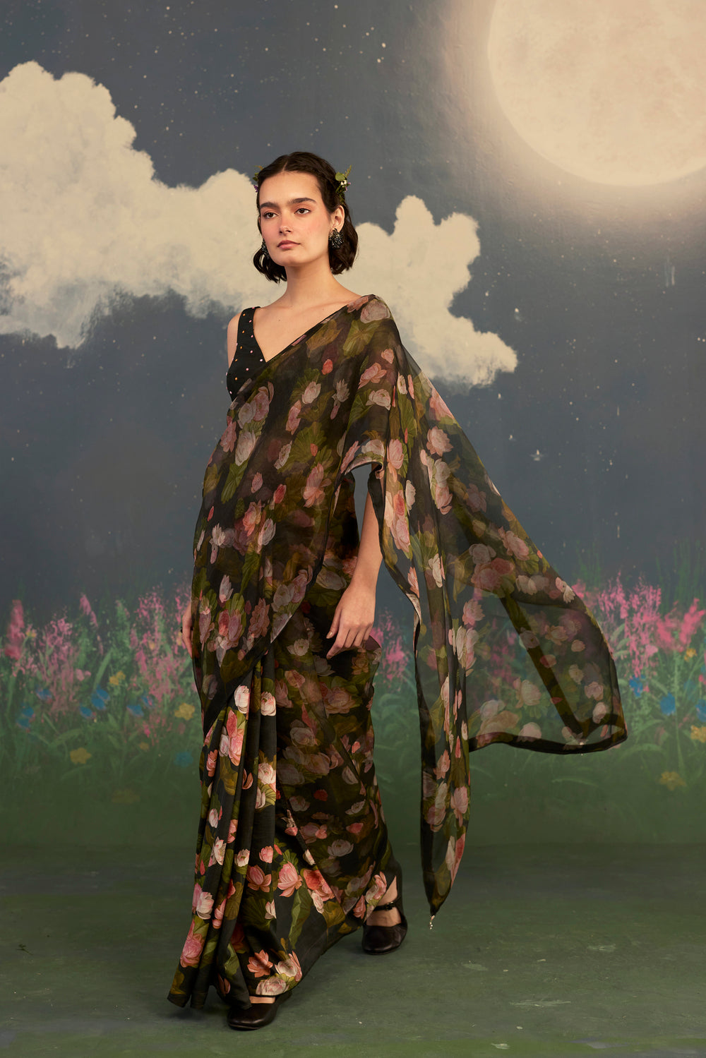 Lotus Mulberry Silk Sari