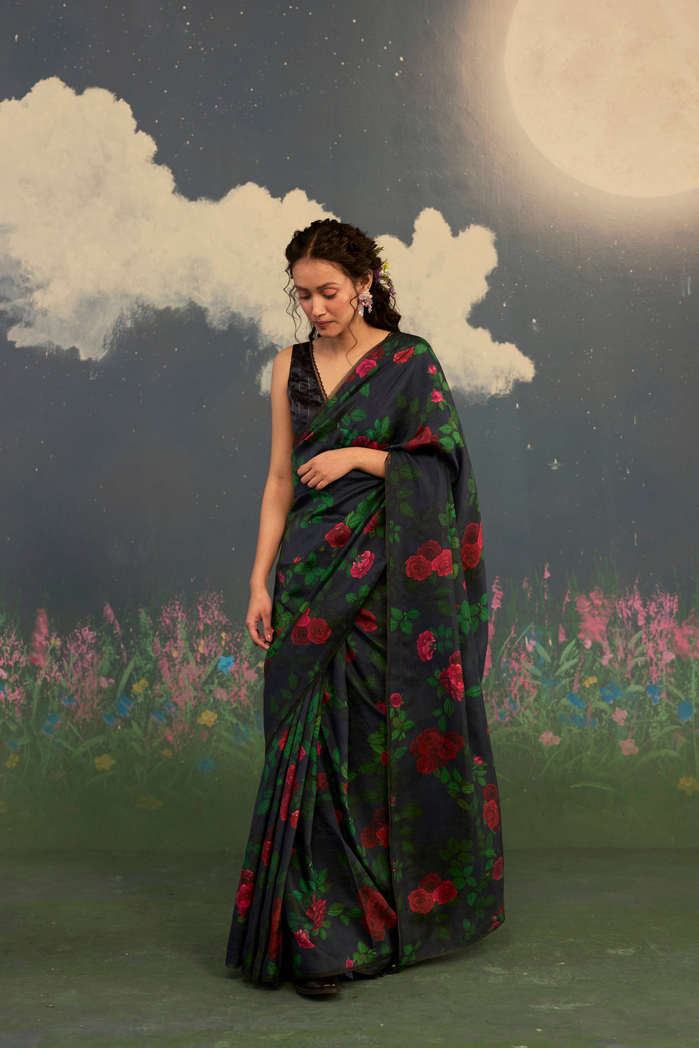 Scarlet Rose Mulberry Silk Sari