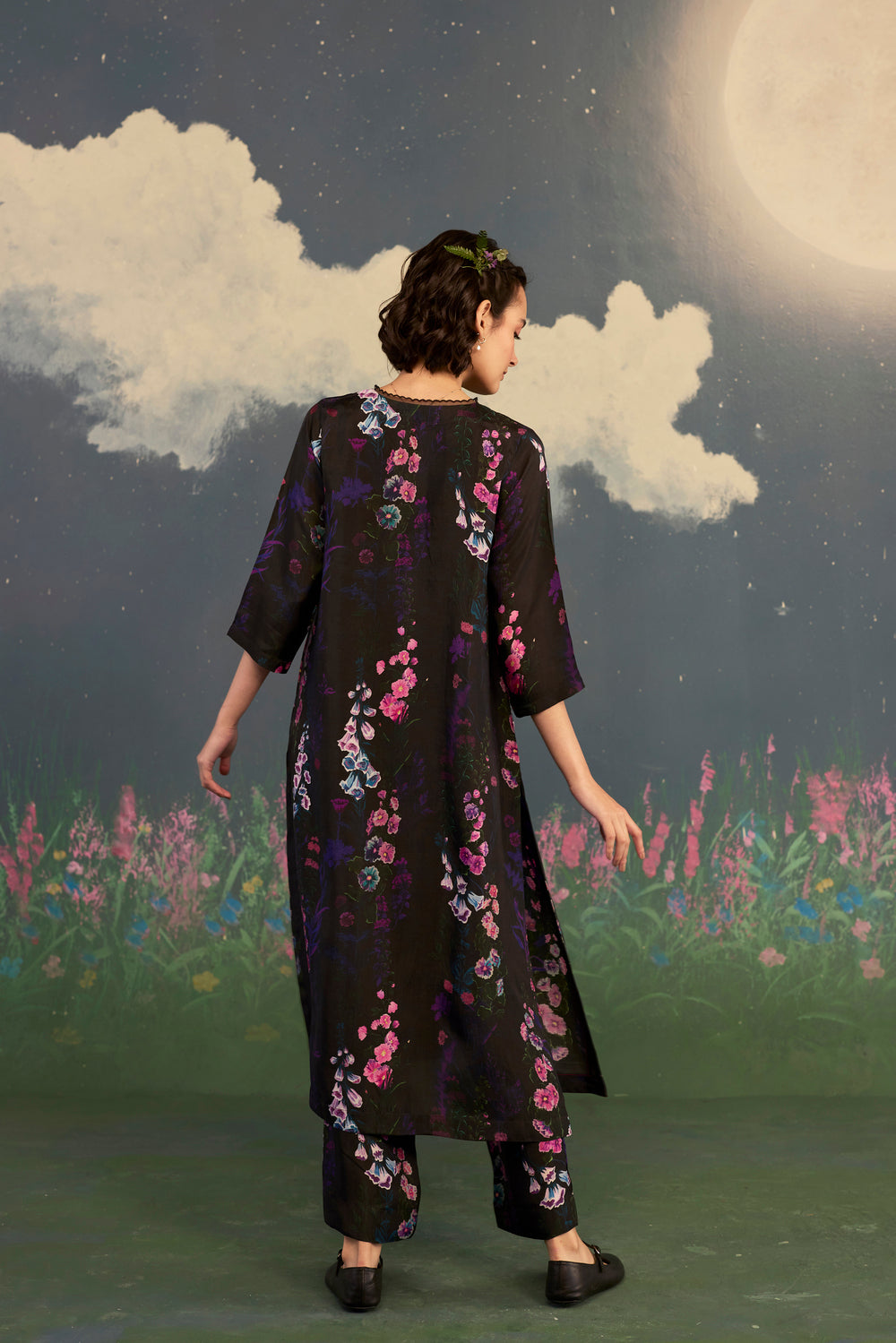 Foxglove Citrus Long Kurta Set Bamboo Silk