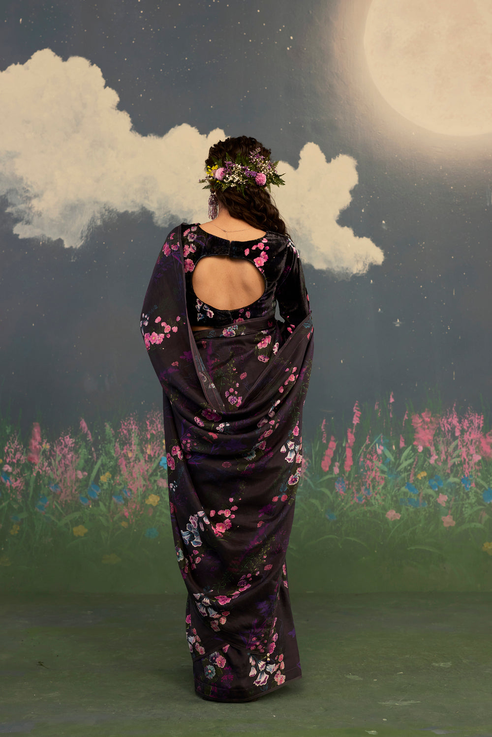 Foxglove Mulberry Silk Sari