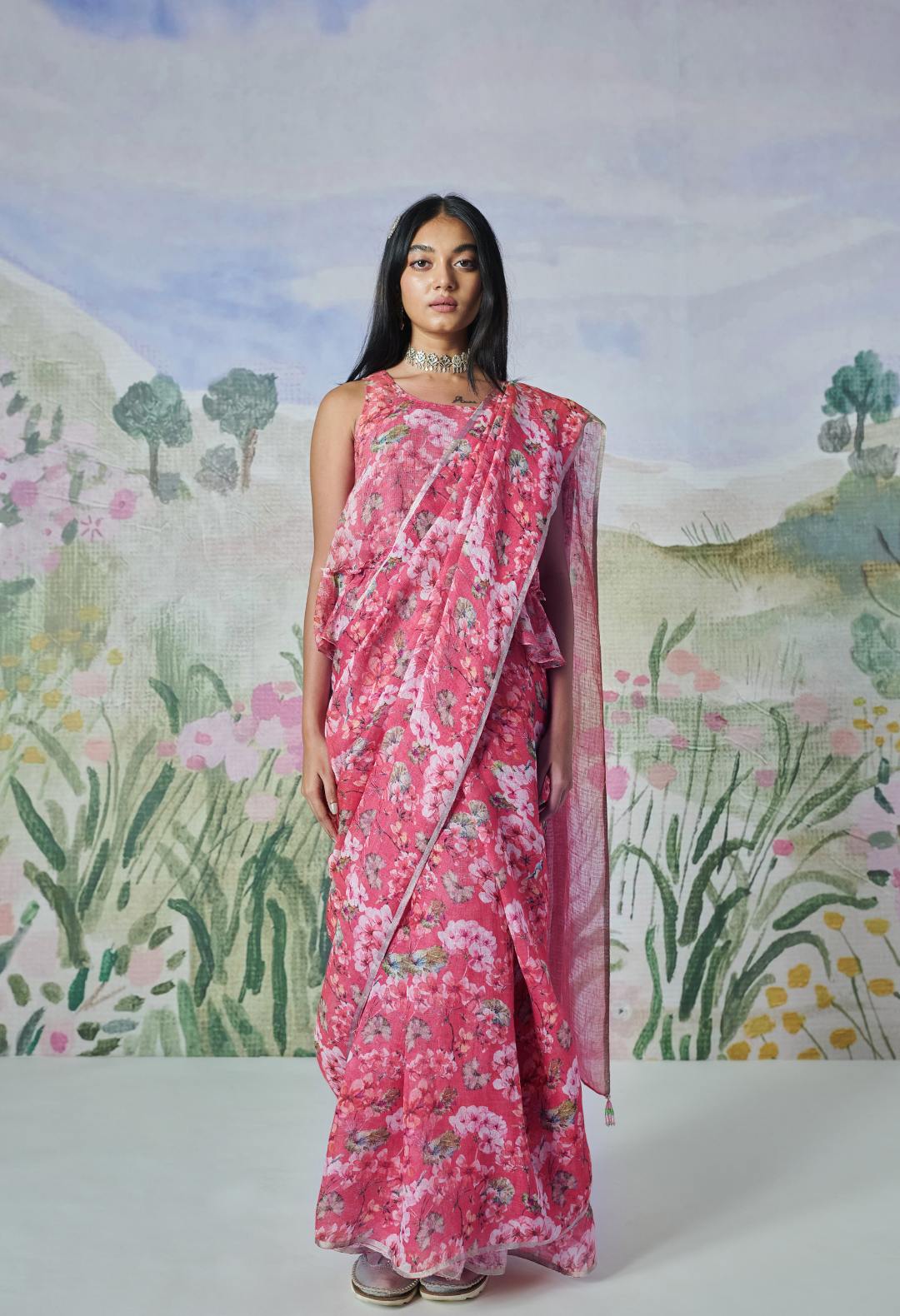 Flower Bed Linen Sari