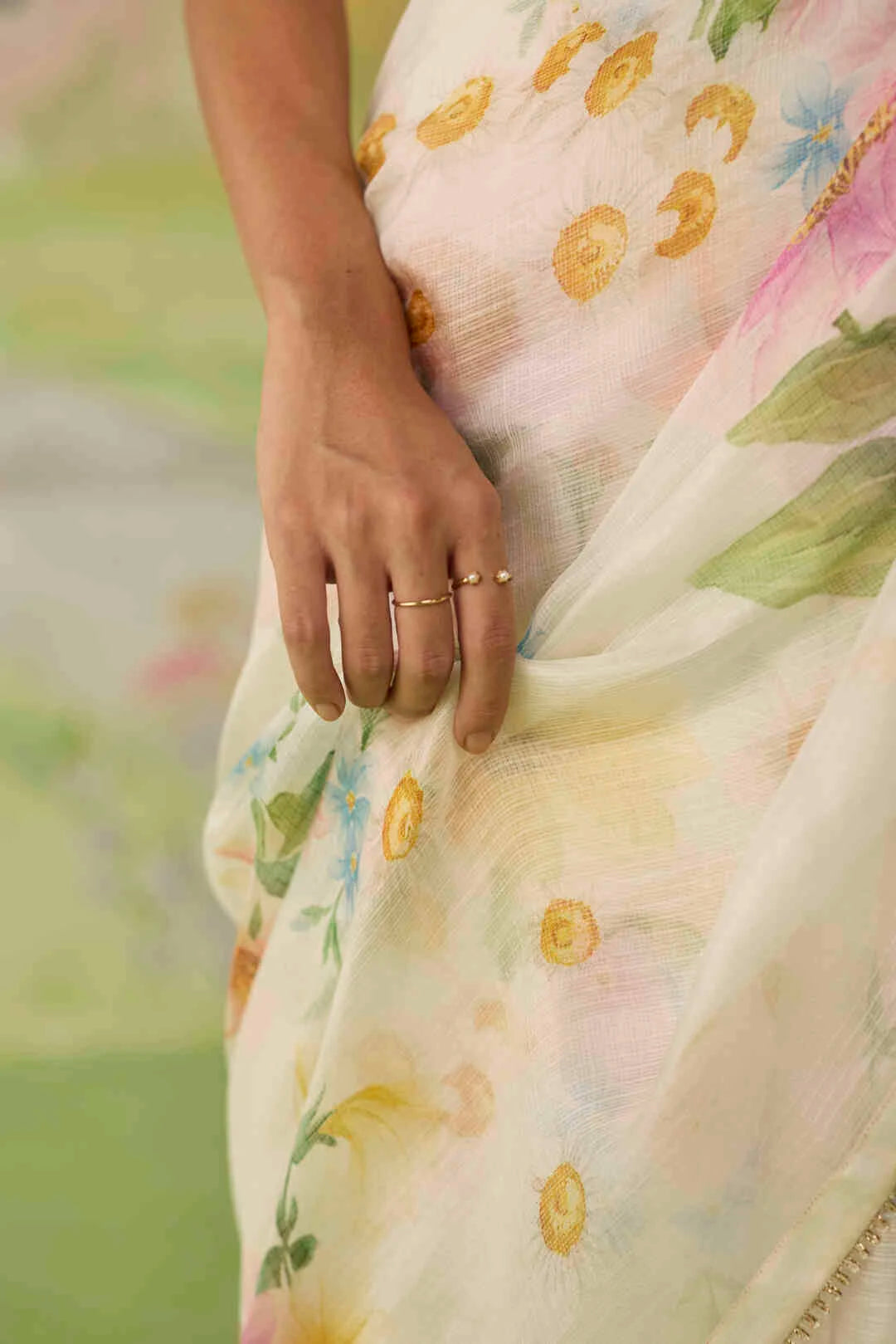 Chamomile Kota Doria Silk Sari