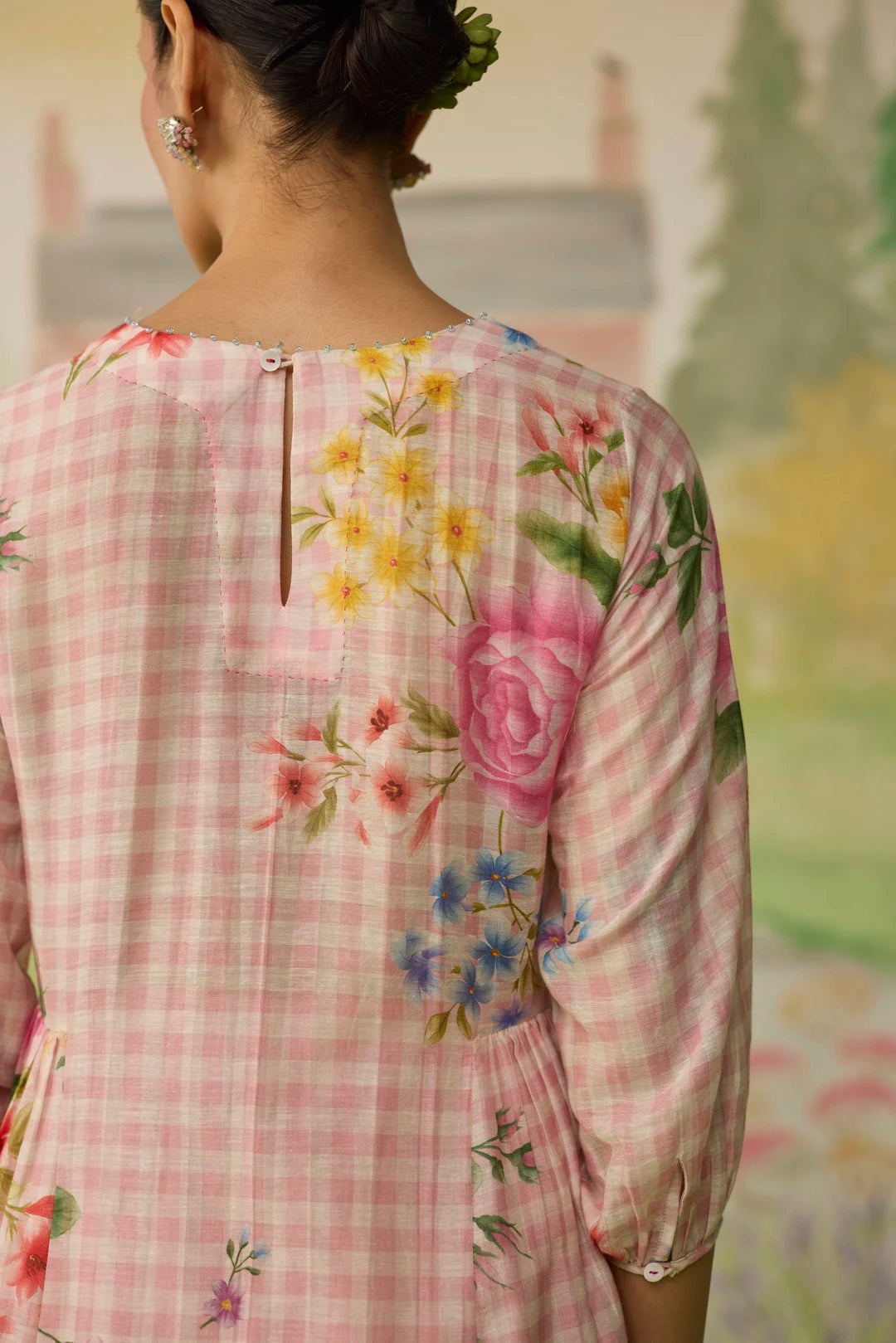 Golden Hour Pink Long Kurta Set Khadi Silk