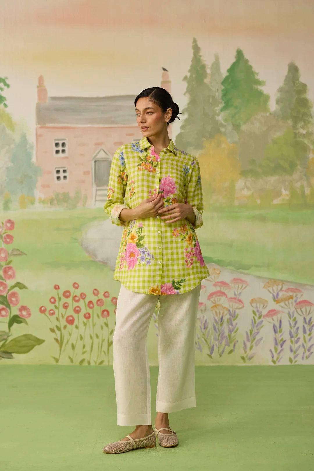 Nice Day Linen Co-ord Set Lime Green