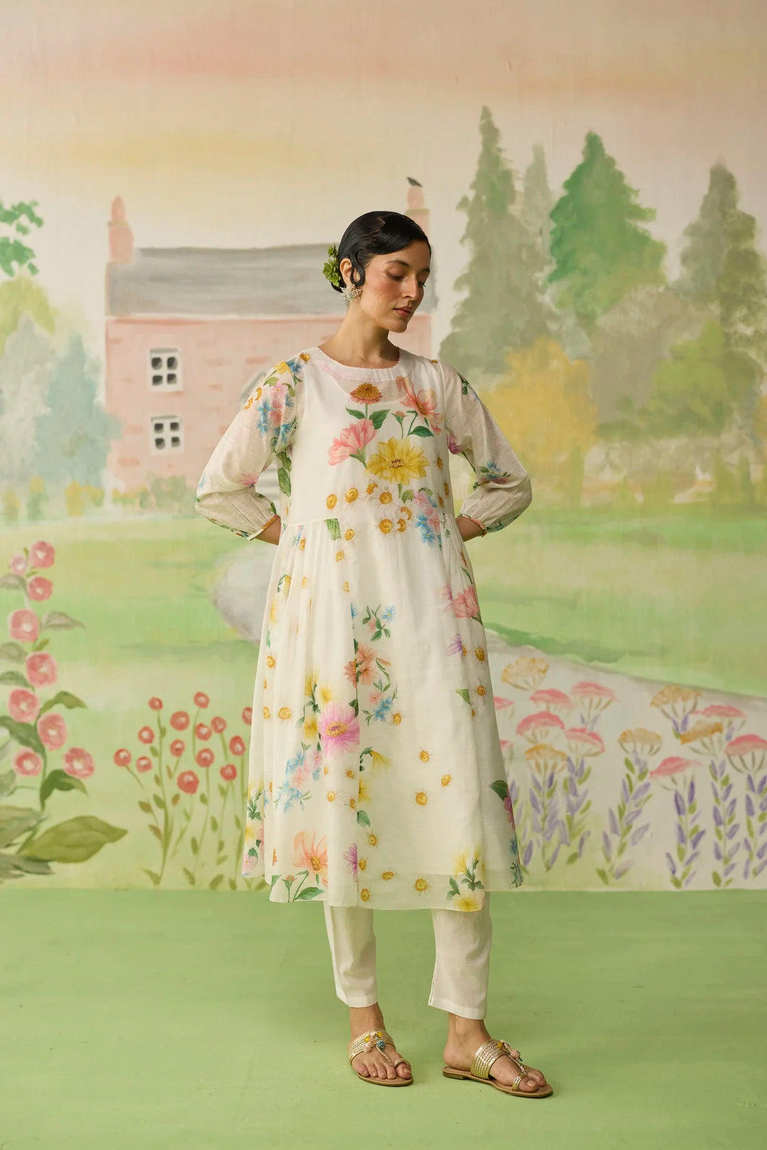 Golden Hour Off-white Long Kurta Set Khadi Silk