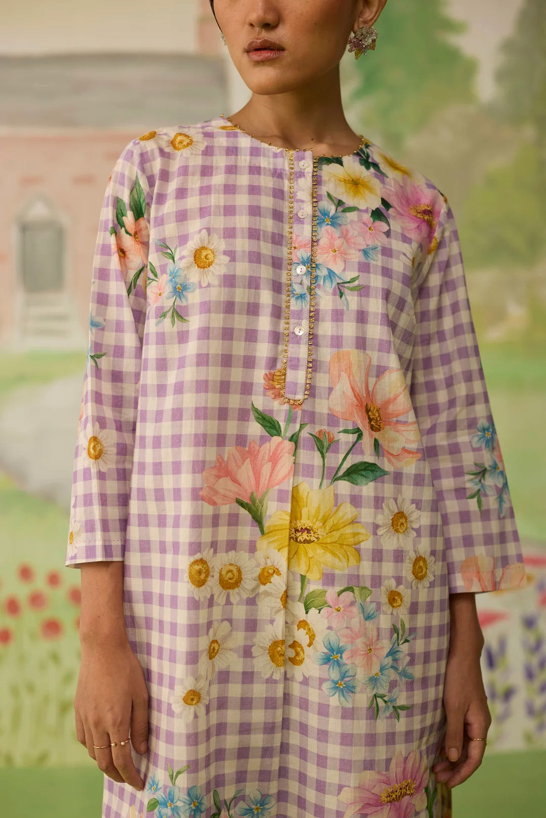 Lilac Peony Mid Kurta Set