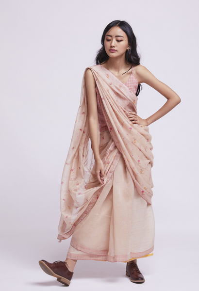 Rose Bud Cotton Silk Sari