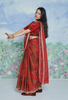 Handwoven Red Linen Sari with Silver Border