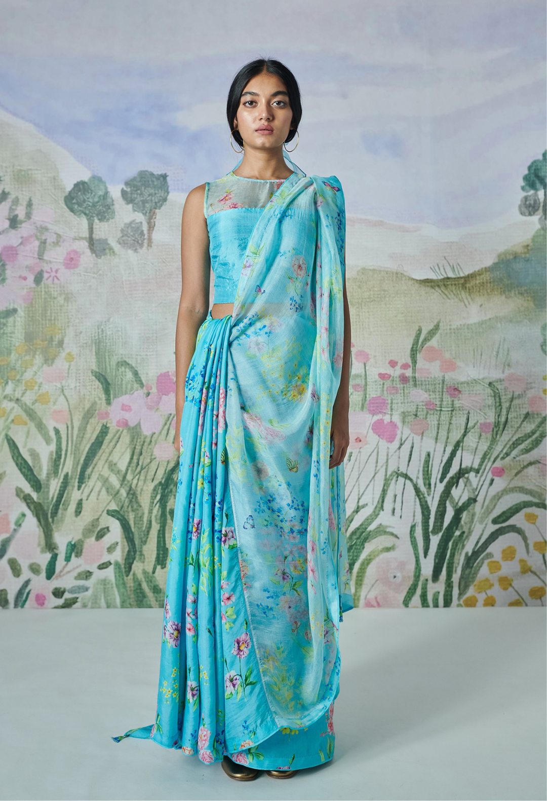 Valley Of Flowers Silk Organza Sari