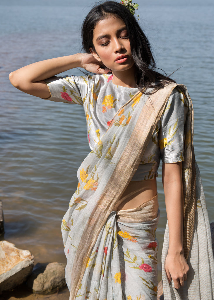 Marigold Linen Sari