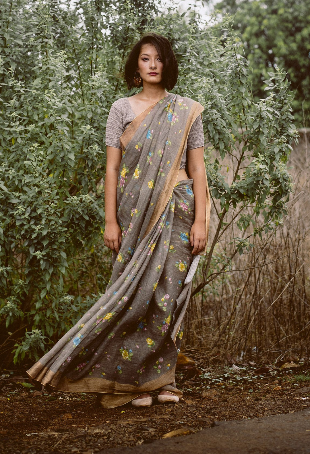 Mogra Linen Sari