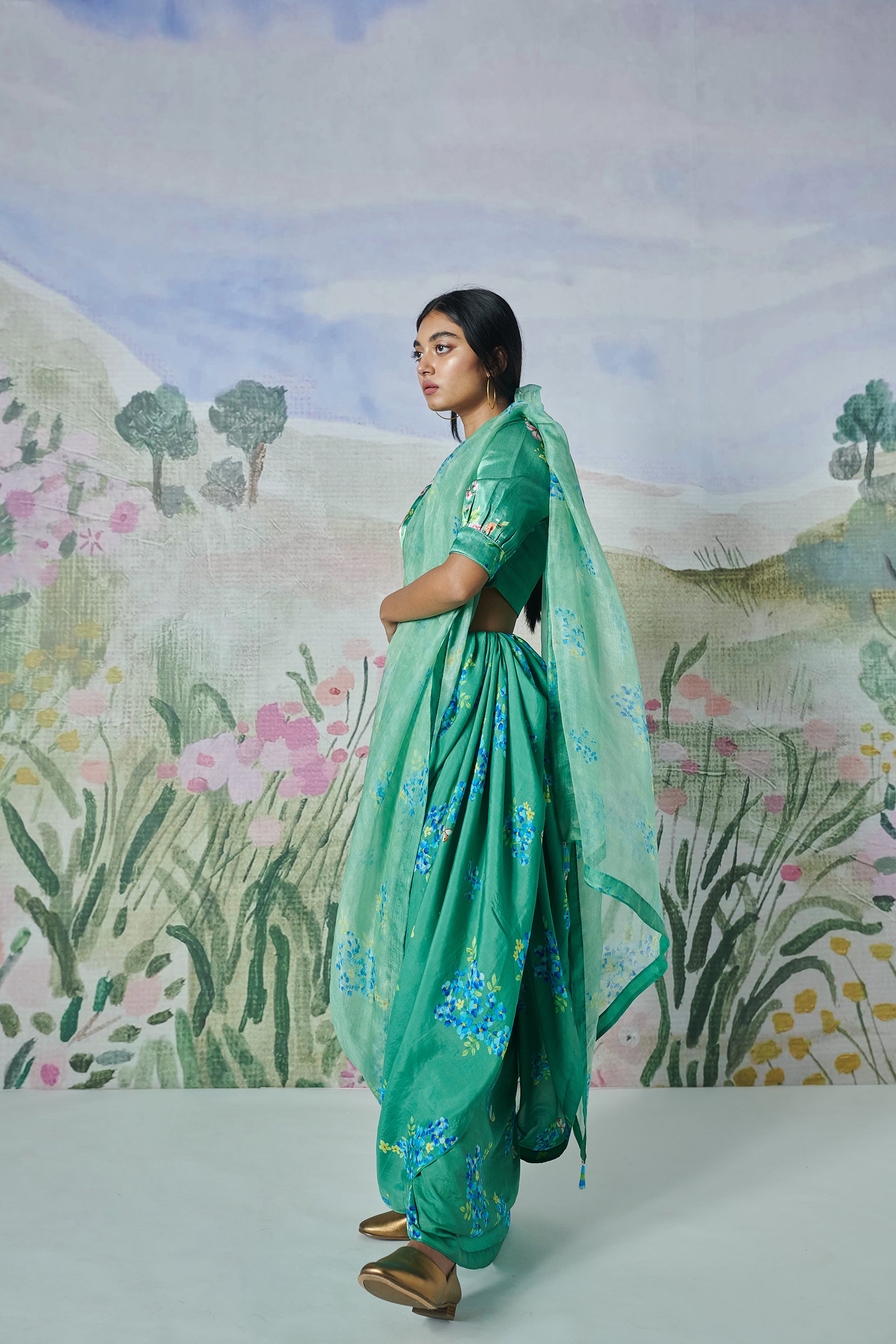 Sage Green Mulberry Silk Sari 