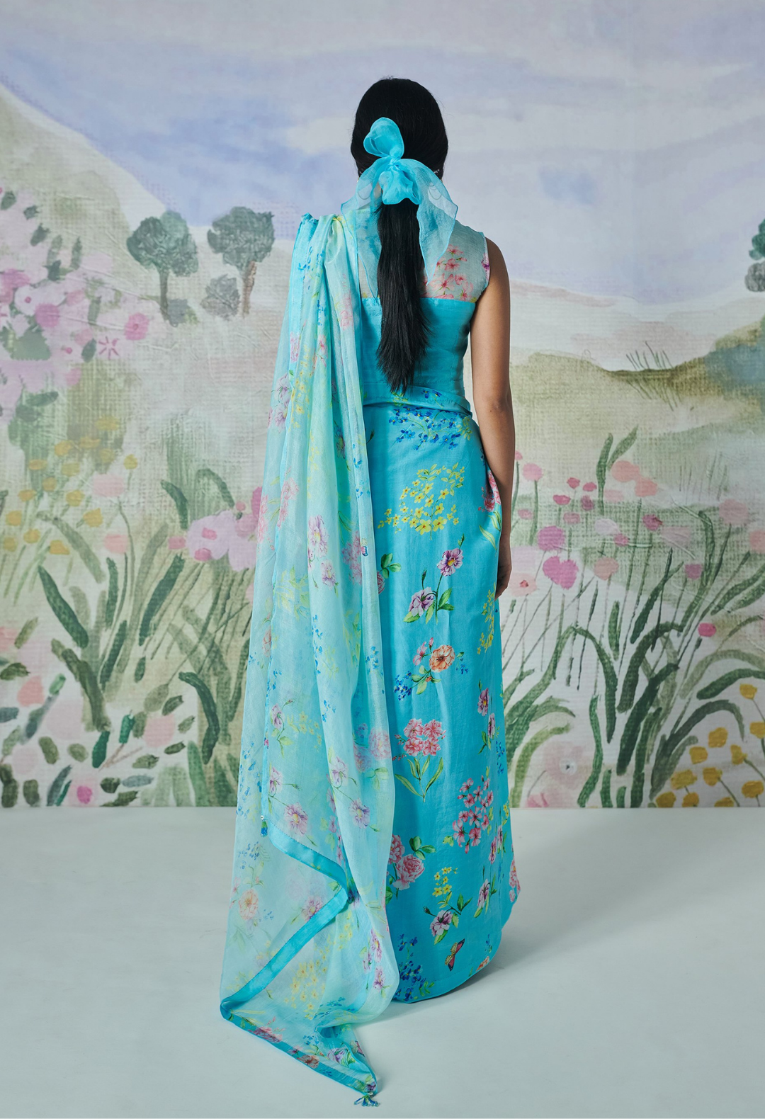 Valley Of Flowers Silk Organza Sari