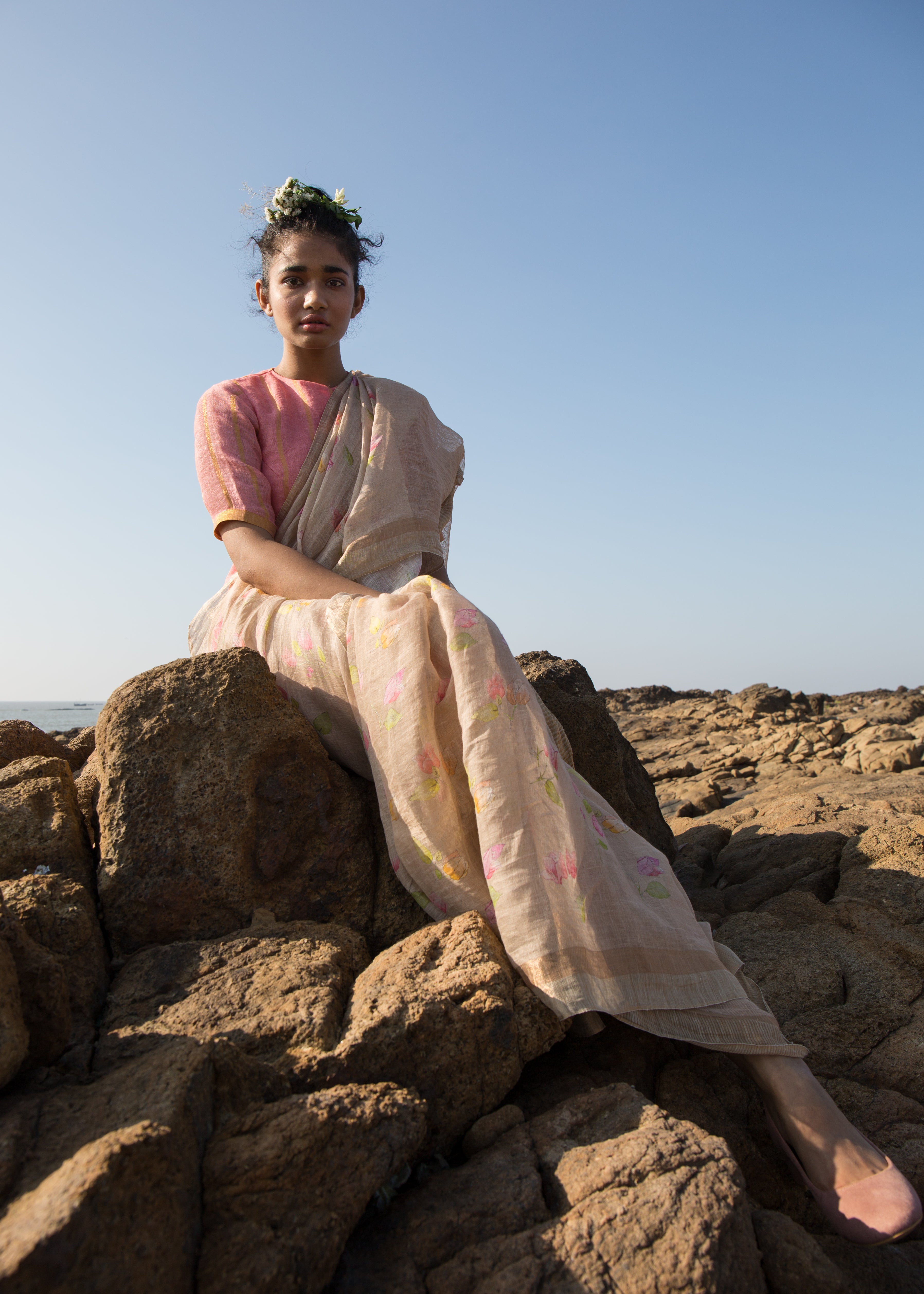 Bougainvillea Linen Sari