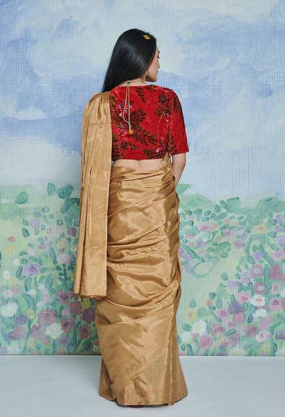 Molten Gold Silk Tissue Sari