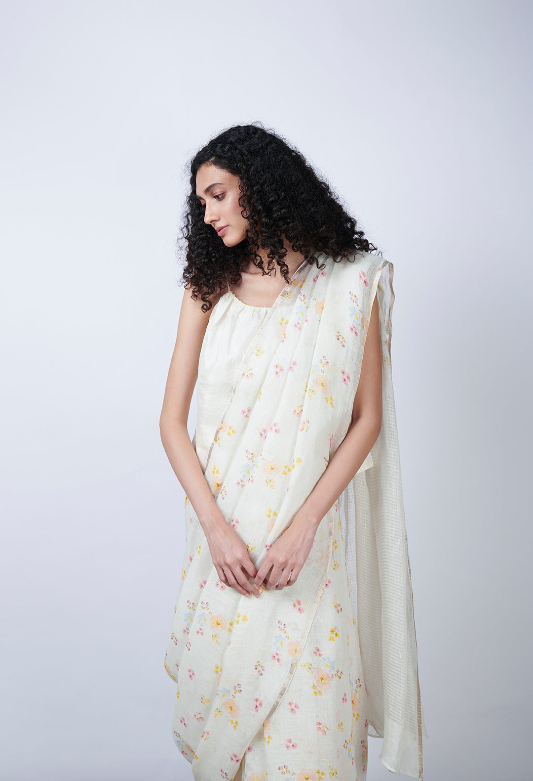 Limoncello Linen Sari