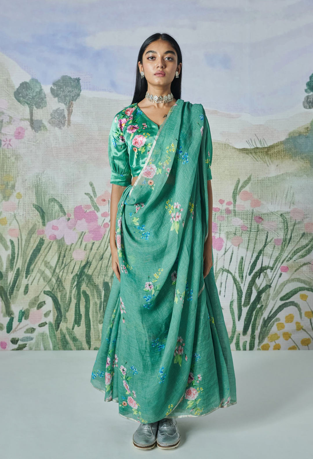 Forget Me Not Linen Sari