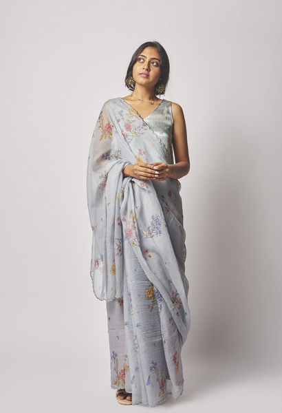 Nadiya Paar - Pale Blue Silk Sari