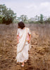 Handwoven Linen Sari with Gold Border and blouse 