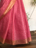Handwoven Linen Sari with Silk Core Zari Border
